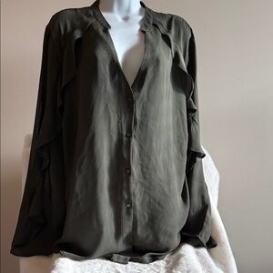 Ashley Stewart Dark Olive Blouse